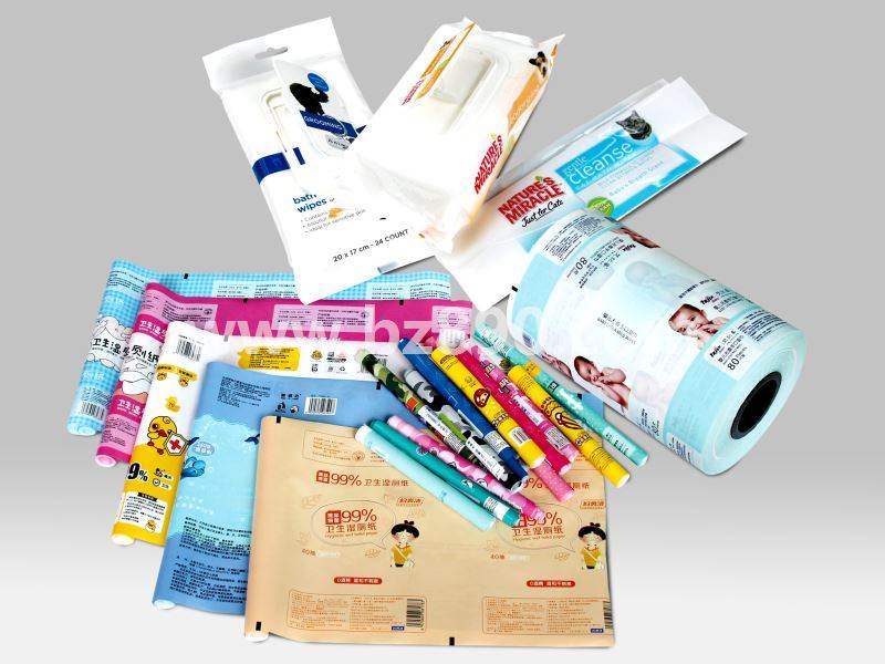 Manufacturer printing customized wet wipes automatic packaging roll film color printing logo